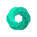 Impossible toroidal polyhedron. Green impossible infinite shape.