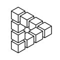 Impossible triangle made of cubes. Reutersvard optical illusion. Visual effect symbol. Royalty Free Stock Photo