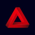 Impossible triangle. Optical illusion triangular shape. 3d abstract figure for modern design logo. Vector