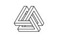 Impossible triangle shape. Optical visual illusion. Triangular Infinite loop symbol. Abstract unreal geometric form Royalty Free Stock Photo