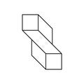 Impossible twisted rectangle shape. Esher penrose geometric figure.