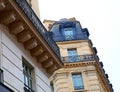 Symmetric architecture and tiny long balconies in Paris Royalty Free Stock Photo