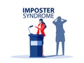 Imposter syndrome.businesswoman standing for her present profile with fear shadow Back Royalty Free Stock Photo