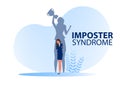 Imposter syndrome.shadow woman standing for her present profile take award with Anxiety and lack of self confidence at work the