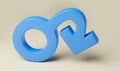 Impotence, sex problem for men. Male gender symbol with dangling arrow. 3d render