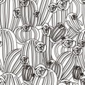 Cactus Flower White Vector Pattern Seamless Royalty Free Stock Photo
