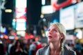 Impressed Woman in the Middle of Times Square