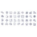 Simple Set of Data Analysis Related Vector Line Icons. Contains such Icons as Charts, Graphs, Traffic Analysis, Big Data and more Royalty Free Stock Photo