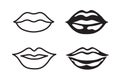 Woman glamorous lips icon set