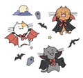 Set of Halloween vampire cats Royalty Free Stock Photo