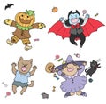 Set of happy Halloween characters children