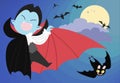 Cute Halloween vampire child cartoon character card Royalty Free Stock Photo
