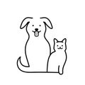 Cute happy dog and cat vector veterinarian logo design icon