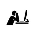 man in front of computer burnout concept icon Royalty Free Stock Photo