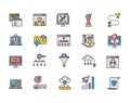 Set of Search Engine Optimization icons, Simple filled outline Pictogram Pack. Royalty Free Stock Photo