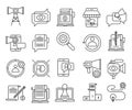 Digital marketing icons, Simple Mono Line Pictogram Pack.