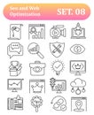 Thin Line Icons Set of Search Engine Optimization icons, Simple Mono Line Pictogram Pack. Royalty Free Stock Photo