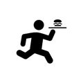 Fast food staff member with hamburger