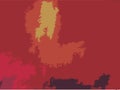 Vector Illustration from Original Painted Landscape Abstract Island Sky Clouds Fire, Red Colors Royalty Free Stock Photo