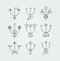 Set of 9 Sigil Symbols Line Icons Mystical Magical Artwork Drawing Black and White