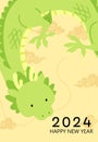 Cute year of the dragon greeting card illustration vector