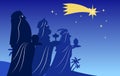 Three wise men magi profiles epiphany banner vector Royalty Free Stock Photo