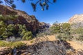 Impression from hiking trail to Pine Creek Canyon overlook in the Zion National park in winter Royalty Free Stock Photo