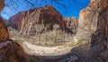 Impression from hiking trail to Pine Creek Canyon overlook in the Zion National park Royalty Free Stock Photo