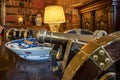 Impression of the library of Kasteel De Haar with replicas of cannons on the table Royalty Free Stock Photo