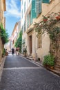 Impression of the narrow streets in the old center of Antibes