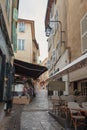 Impression of the narrow streets in the old center of Cannes in