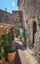 Impression of the narrow streets in the old center of the picturesque medieval French village of Eze