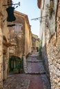 Impression of the narrow streets in the old center of the picturesque medieval French village of Eze