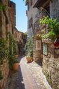 Impression of the narrow streets in the old center of the picturesque medieval French village of Eze