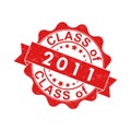 An impression of an old worn stamp with the inscription CLASS of 2011. Vector illustration for thematic design, alumni meetings, Royalty Free Stock Photo