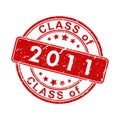 An impression of an old worn stamp with the inscription CLASS of 2011. Vector illustration for thematic design, alumni meetings, Royalty Free Stock Photo