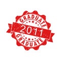 An impression of an old worn stamp with the inscription GRADUATE 2011. Vector illustration for thematic design, alumni meetings, Royalty Free Stock Photo