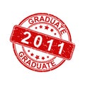 An impression of an old worn stamp with the inscription GRADUATE 2011. Vector illustration for thematic design, alumni meetings, Royalty Free Stock Photo