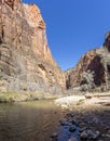 Impression from Virgin river walking path in the Zion National Park in winter Royalty Free Stock Photo