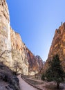 Impression from Virgin river walking path in the Zion National Park in winter Royalty Free Stock Photo