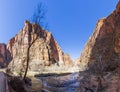 Impression from Virgin river walking path in the Zion National Park in winter Royalty Free Stock Photo