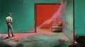 Impressionism By Francis Bacon: A Vibrant Painting Of A Man In Red With Eroded Interiors