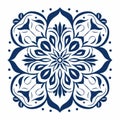 Impressionism Mandala: Simple Vector Art With White And Blue Floral Design