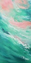 Impressionism Ocean And Sea: Green And Pink Ridges With Rippling Wave Pattern