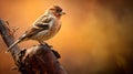 Impressionist Colorism: Finch Perched On Branch With Softbox Lighting