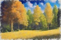 Impressionist oil painting autumn forest landscape Royalty Free Stock Photo