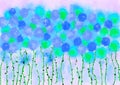 Impressionist watercolor field of flowers illustration, handpainted floral image