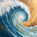 Impressionistic painting of a powerful ocean wave crashing Royalty Free Stock Photo
