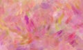 Impressionistic pink background with purple yellow and red paint brush strokes and spots with crinkled rough glass texture Royalty Free Stock Photo