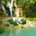 Impressionism photography scene of waterfalls and water pool in Laos Southeast Asia